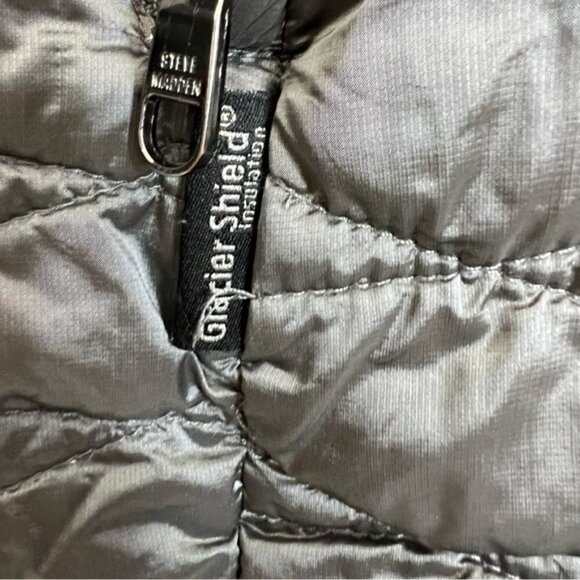 Steve Madden metallic grey quilted Glacier Shield hooded parka S - Picture 11 of 14